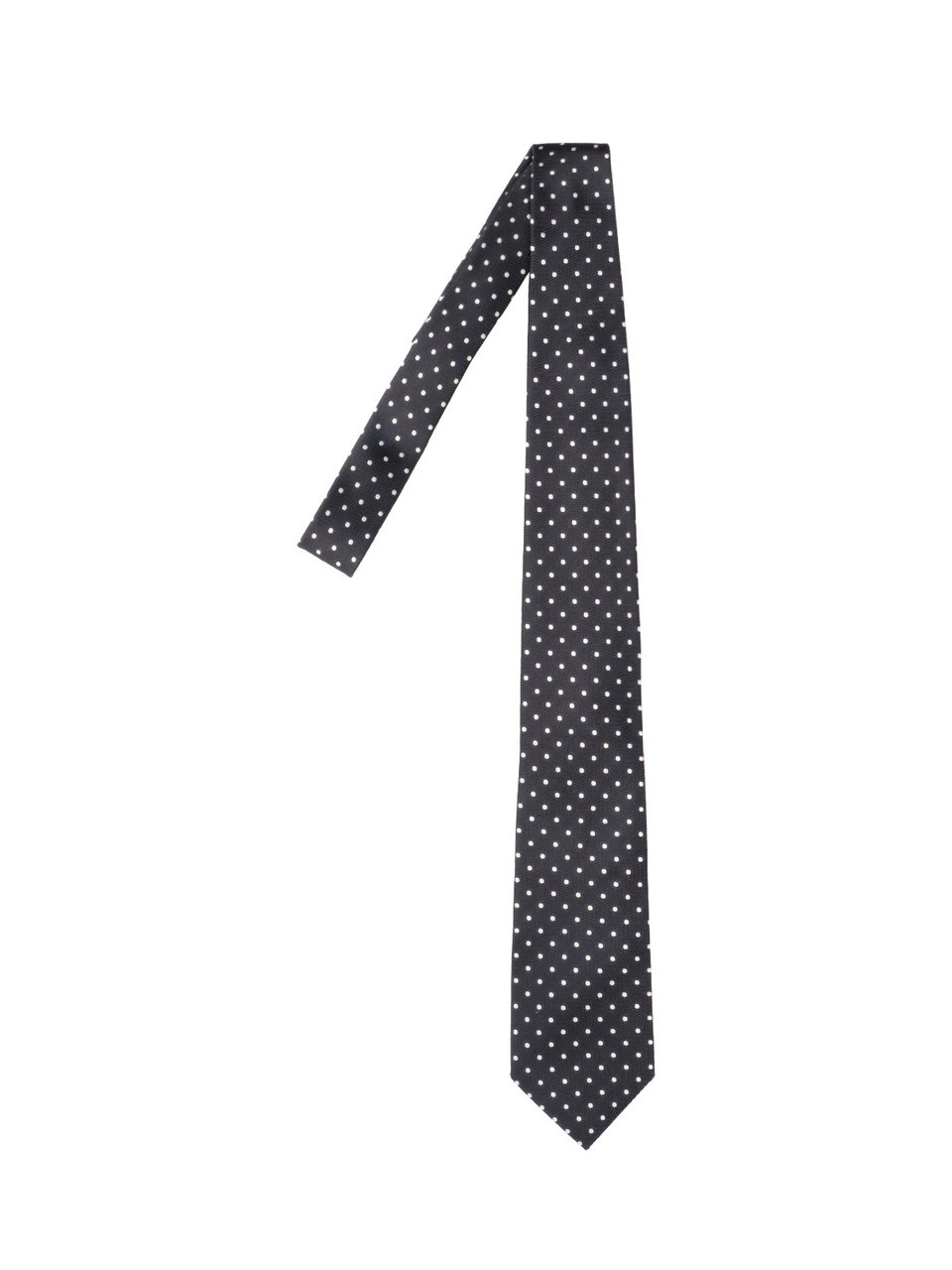 Tom Ford Adjustable Polka Dot Necktie in Smooth Mulberry Silk Zwart
