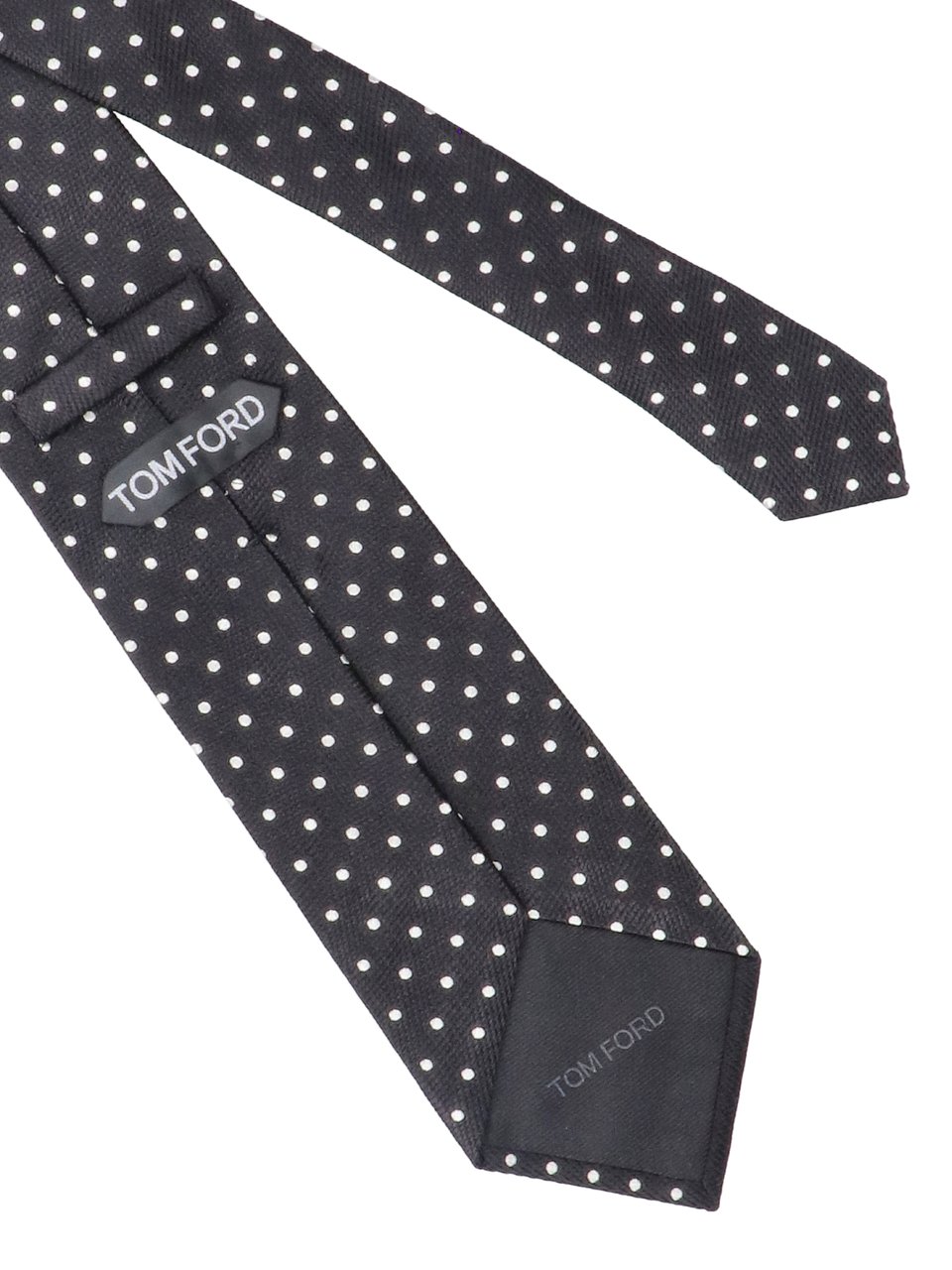 Tom Ford Adjustable Polka Dot Necktie in Smooth Mulberry Silk Zwart