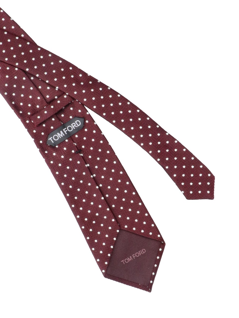 Tom Ford Burgundy Polka Dot Adjustable Necktie in Mulberry Silk Maroon