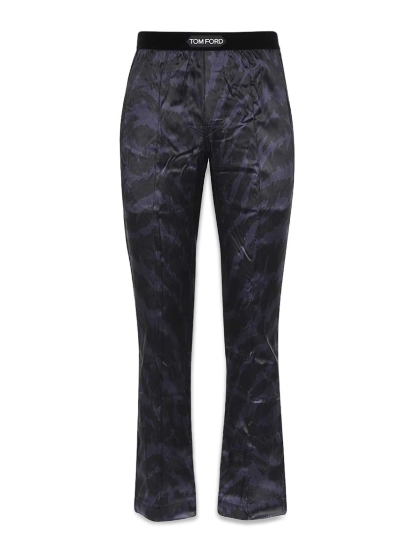 Tom Ford Slightly Flared Silk Blend Pants Zwart