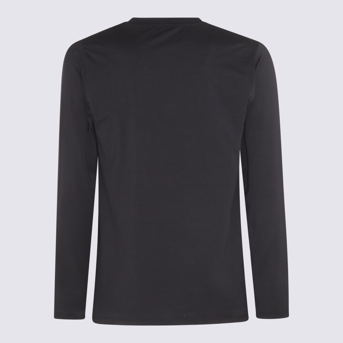 Tom Ford Long-Sleeved Minimalist Crew Neck T-Shirt in Solid Black Zwart