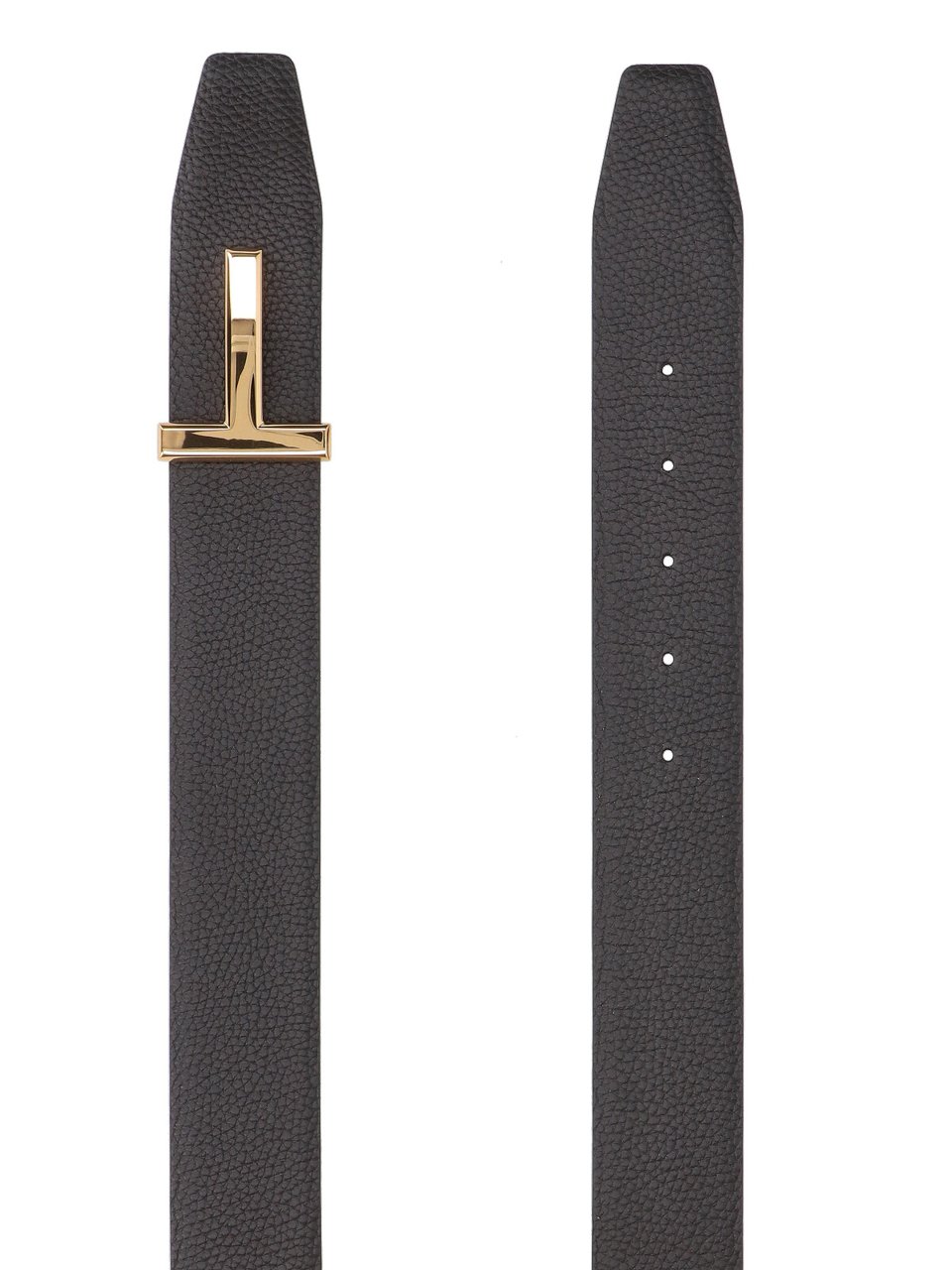 Tom Ford Dark Brown T Icon Hammered Leather Belt Bruin
