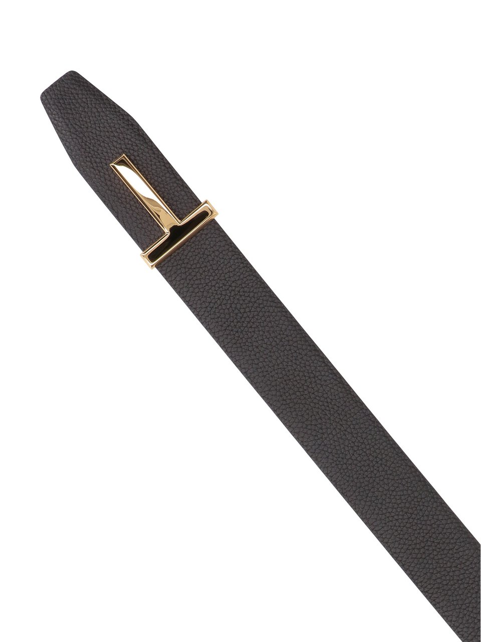 Tom Ford Dark Brown T Icon Hammered Leather Belt Bruin