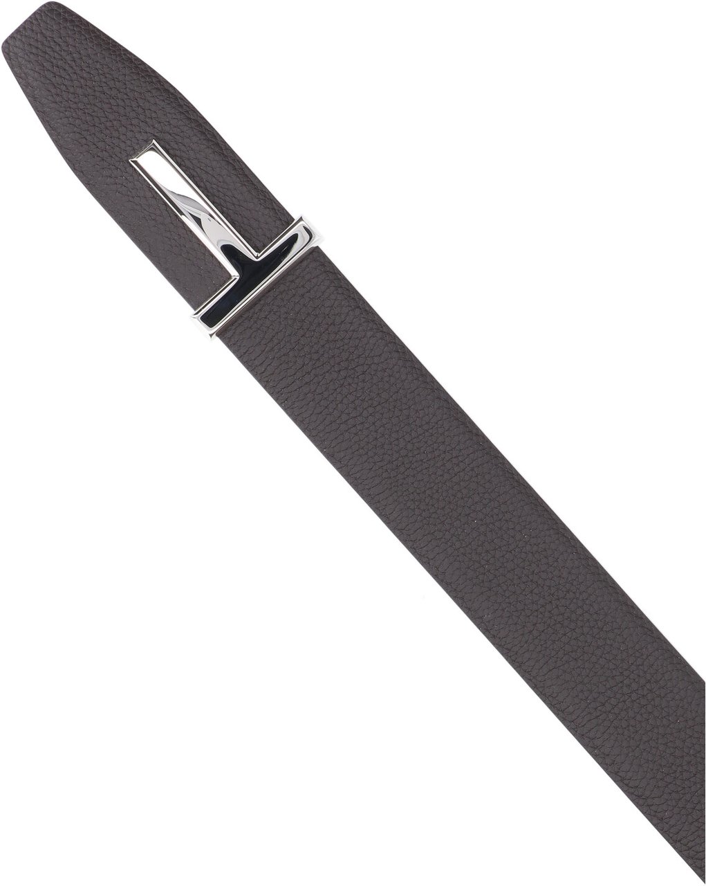 Tom Ford Dark Brown T Icon Hammered Leather Belt Bruin