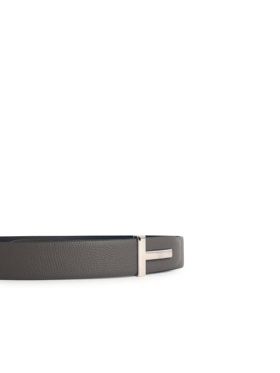 Tom Ford 'T Icon' Grey Leather Belt Grijs