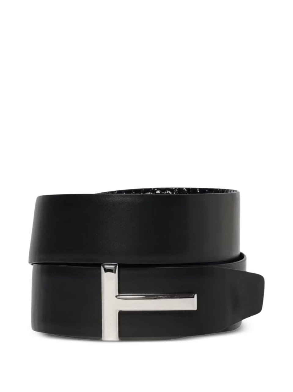 Tom Ford Textured Crocodile Pattern Leather Belt Zwart