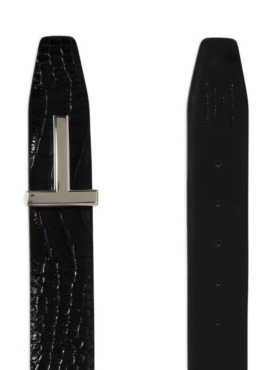 Tom Ford Textured Crocodile Pattern Leather Belt Zwart