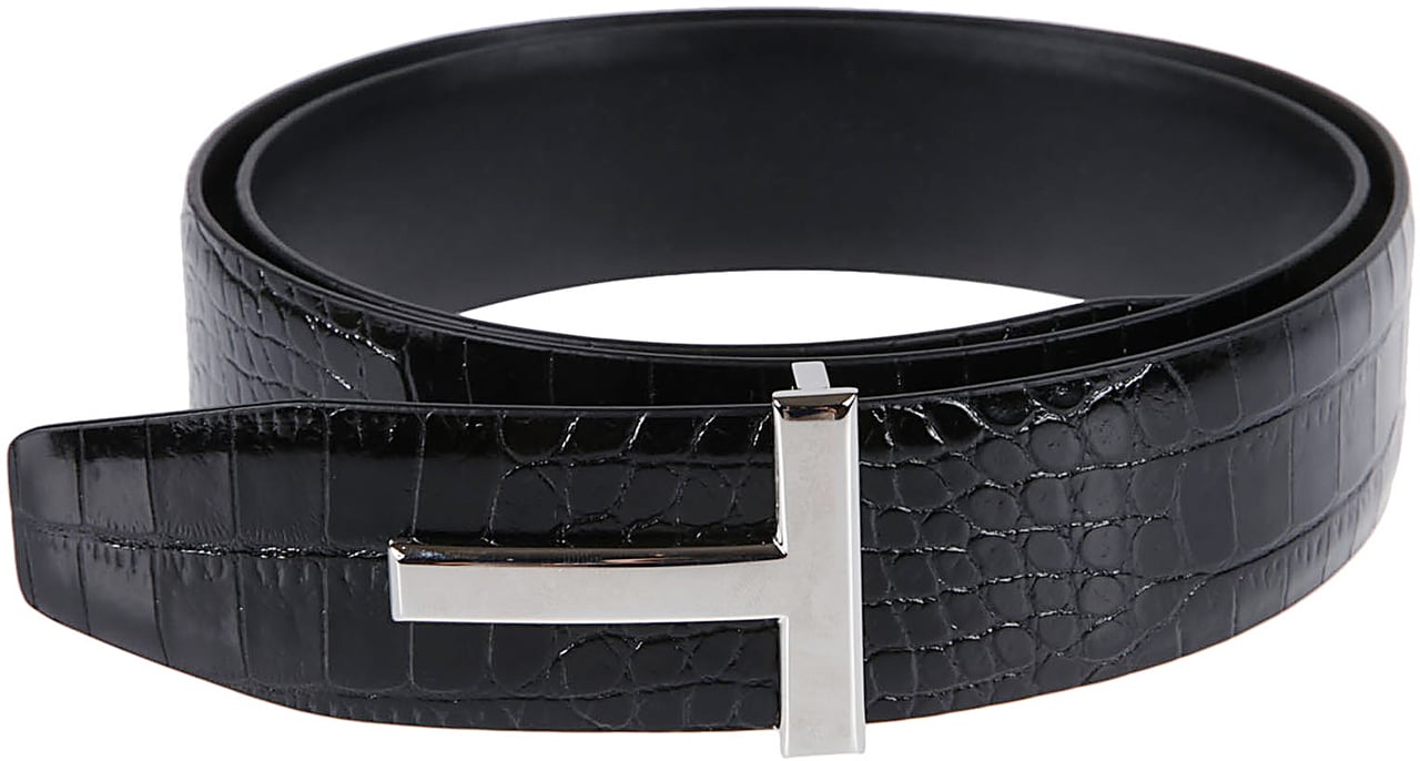 Tom Ford T Buckle Reversible Belt Black Zwart