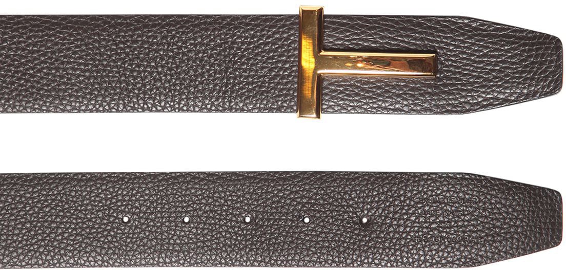 Tom Ford Brown Leather Belt with Golden Buckle Bruin