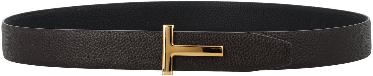 Tom Ford T Belt Reversibile 3Cm Brown Black T Gold Goud