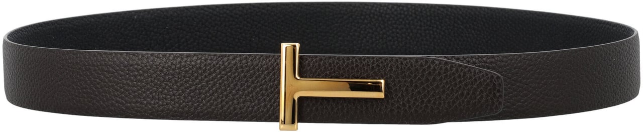 Tom Ford T Belt Reversibile 3Cm Brown Black T Gold Goud