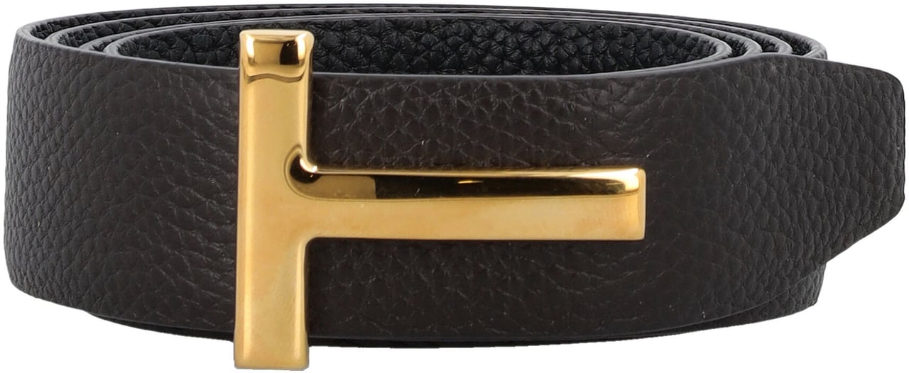 Tom Ford T Belt Reversibile 3Cm Brown Black T Gold Goud
