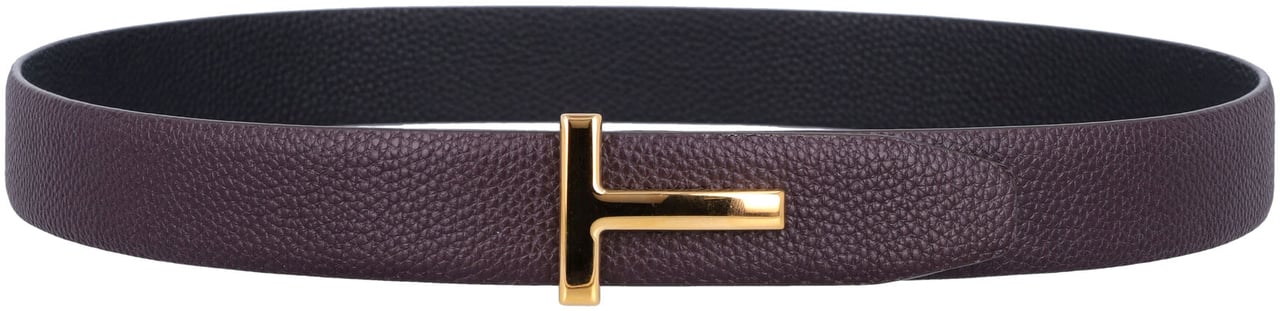 Tom Ford T Belt Reversibile 3Cm Oxblood Black T Gold Zwart