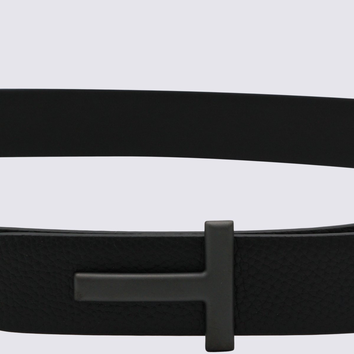 Tom Ford 'T Icon' Black Leather Belt Zwart