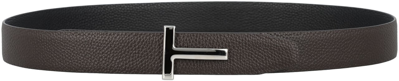 Tom Ford Soft Grain Leather Reversible T Belt 30 Brown Black Bruin