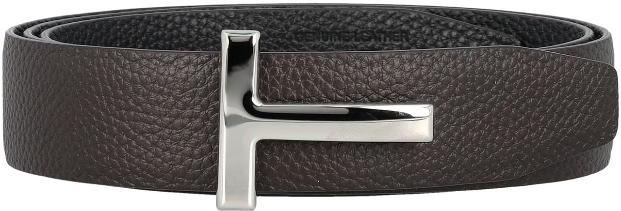 Tom Ford Soft Grain Leather Reversible T Belt 30 Brown Black Bruin