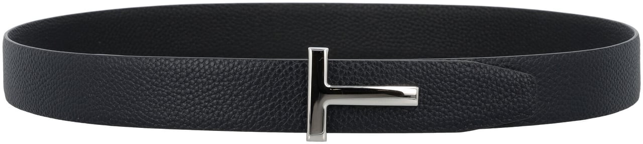 Tom Ford Soft Grain Leather Reversible T Belt 30 Dark Navy Black Blauw