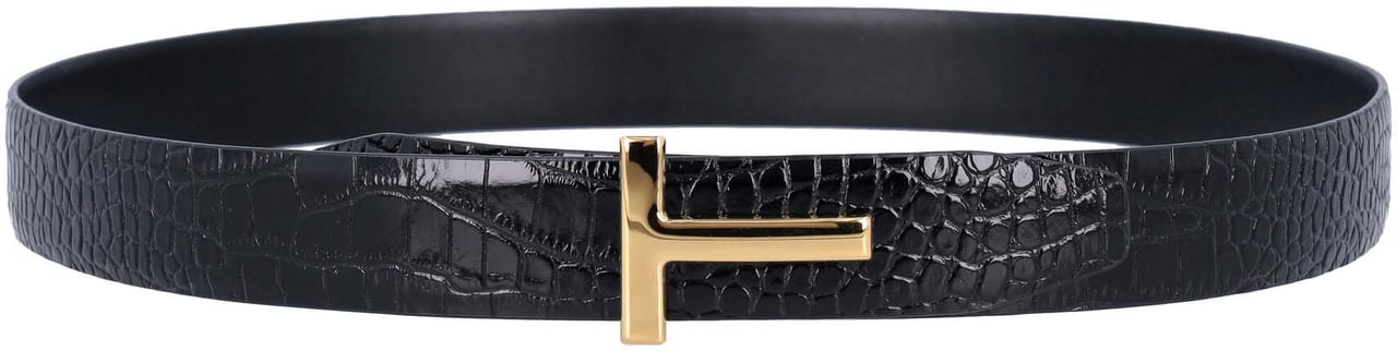 Tom Ford T 30 Belt Crocco T Gold Nero Zwart