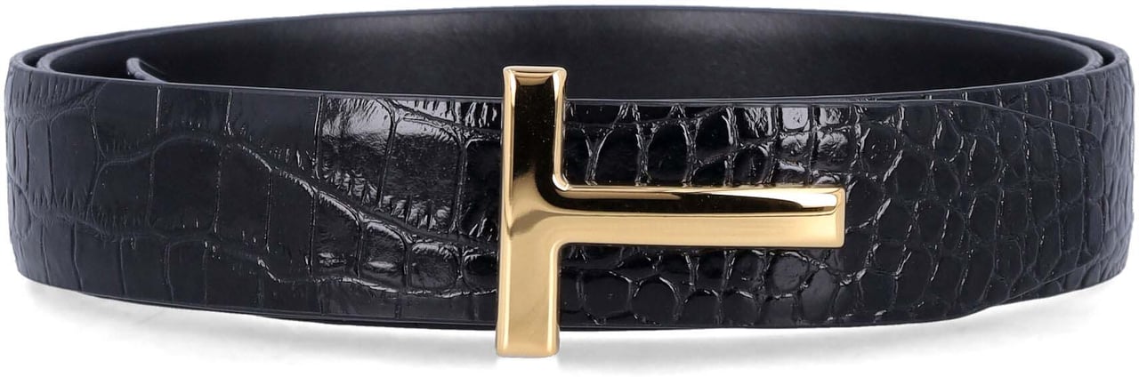 Tom Ford T 30 Belt Crocco T Gold Nero Zwart