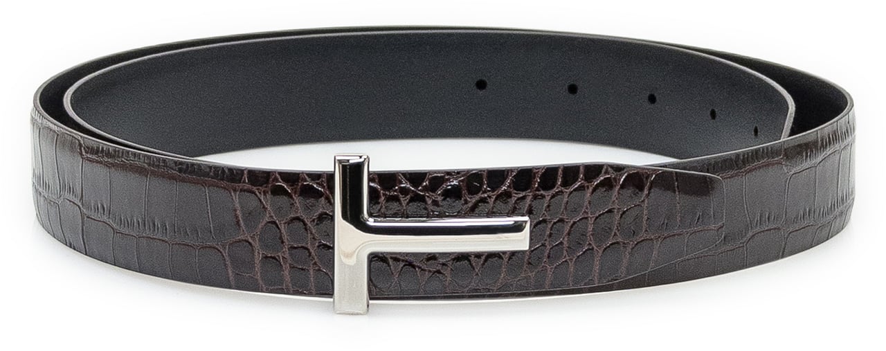 Tom Ford Tom Ford Cintura Marrone in Pelle con Fibbia Logo Bruin