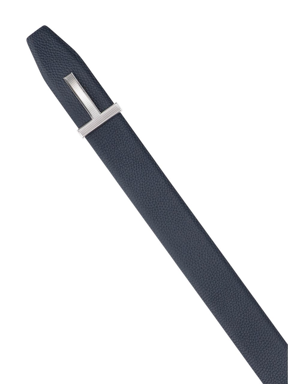 Tom Ford Textured Leather Belt with Distinctive 'T' Buckle Blauw