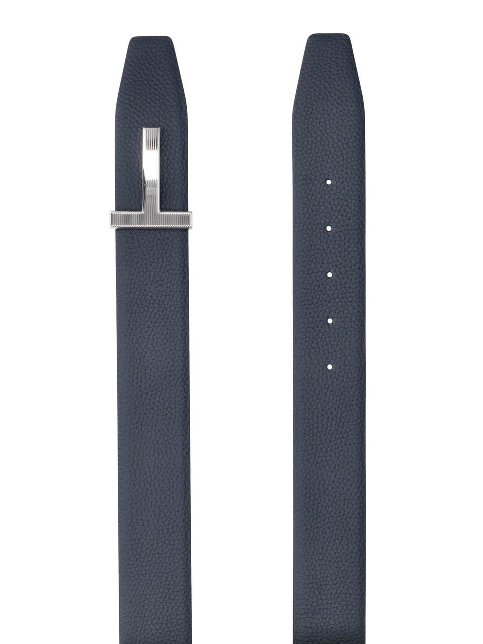 Tom Ford Textured Leather Belt with Distinctive 'T' Buckle Blauw