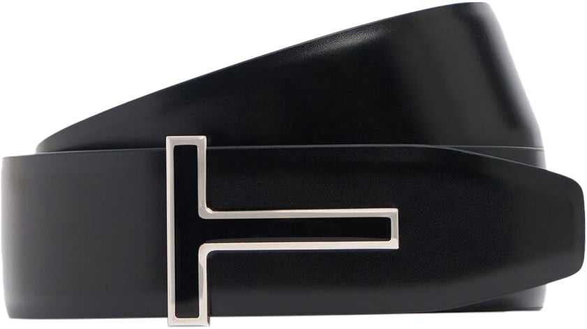 Tom Ford Elegant Minimalist Adjustable Black Leather Belt Zwart