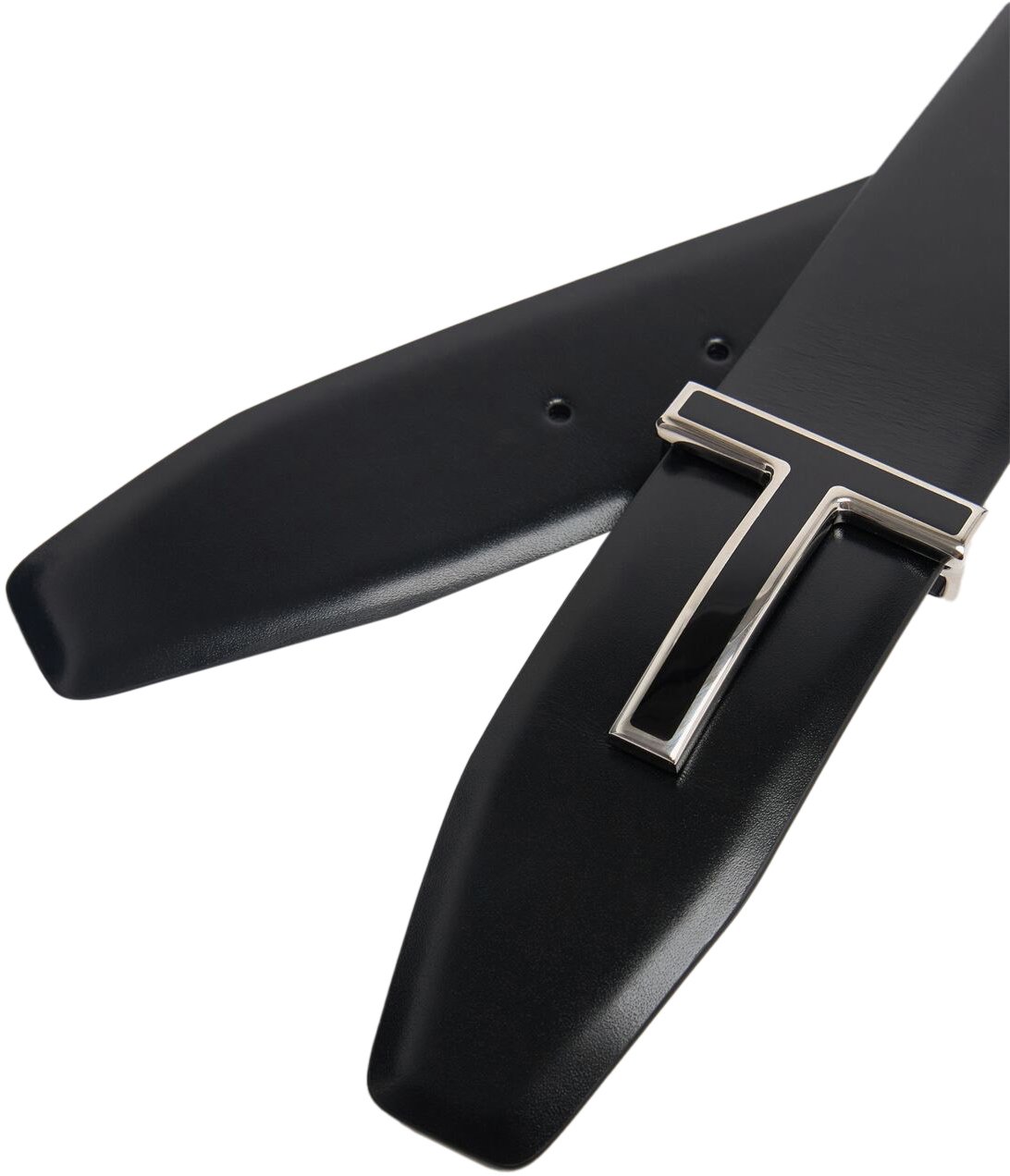 Tom Ford Elegant Minimalist Adjustable Black Leather Belt Zwart