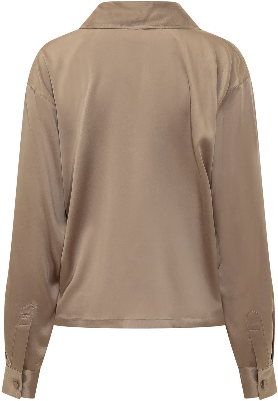 Tom Ford Polo in Seta a Maniche Lunghe Beige