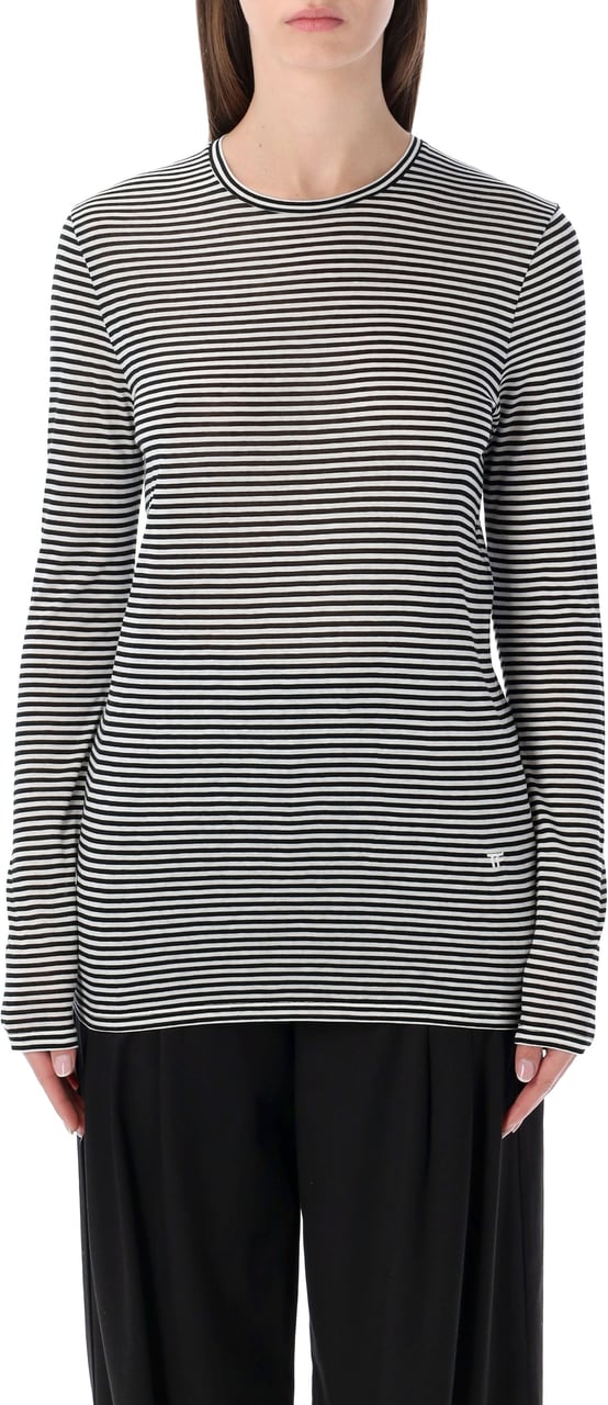 Tom Ford Tom Ford striped long-sleeve viscose top Zwart