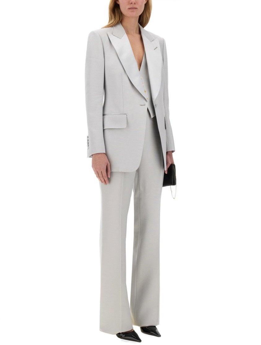 Tom Ford "Barathea" Silk Wool Vest Grijs