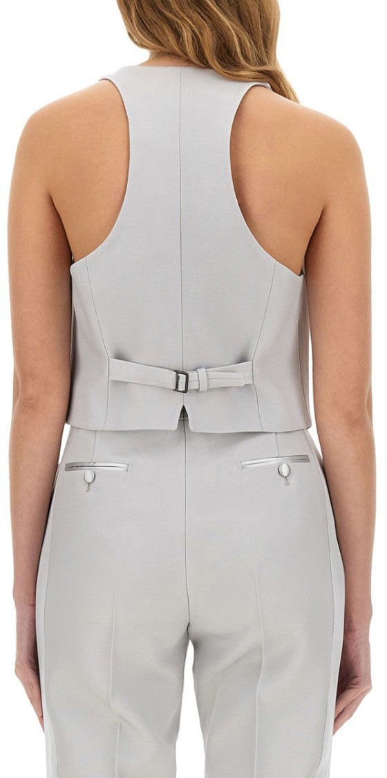 Tom Ford "Barathea" Silk Wool Vest Grijs