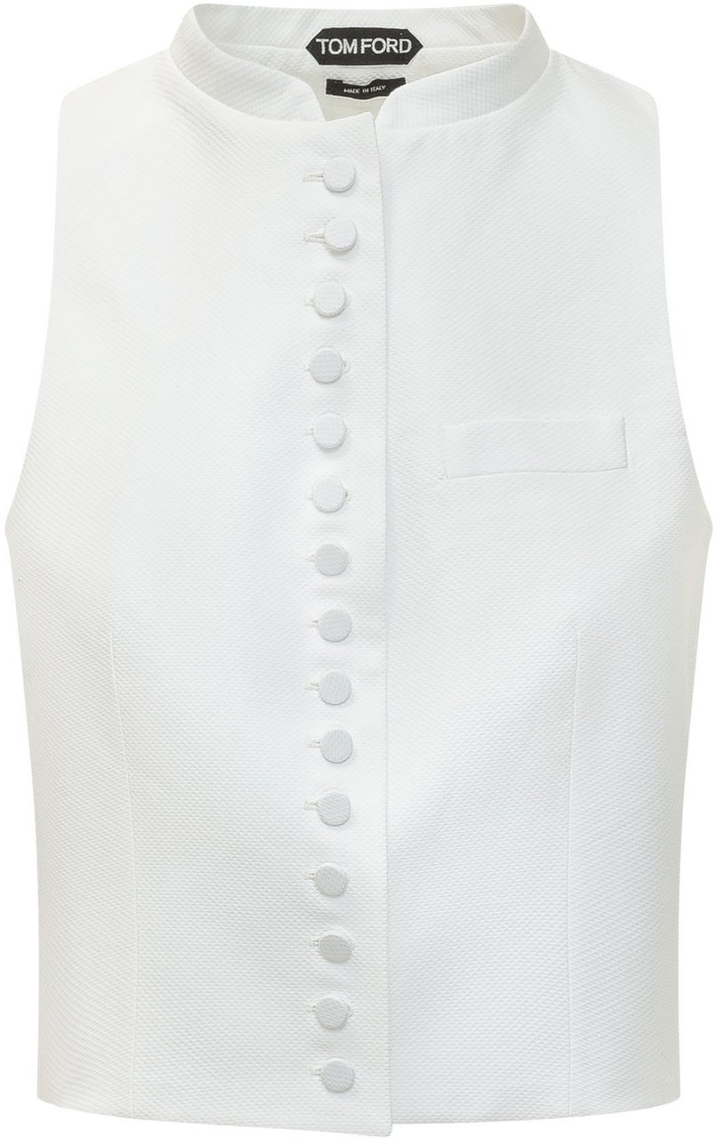 Tom Ford Gilet Petite in Piqué Wit