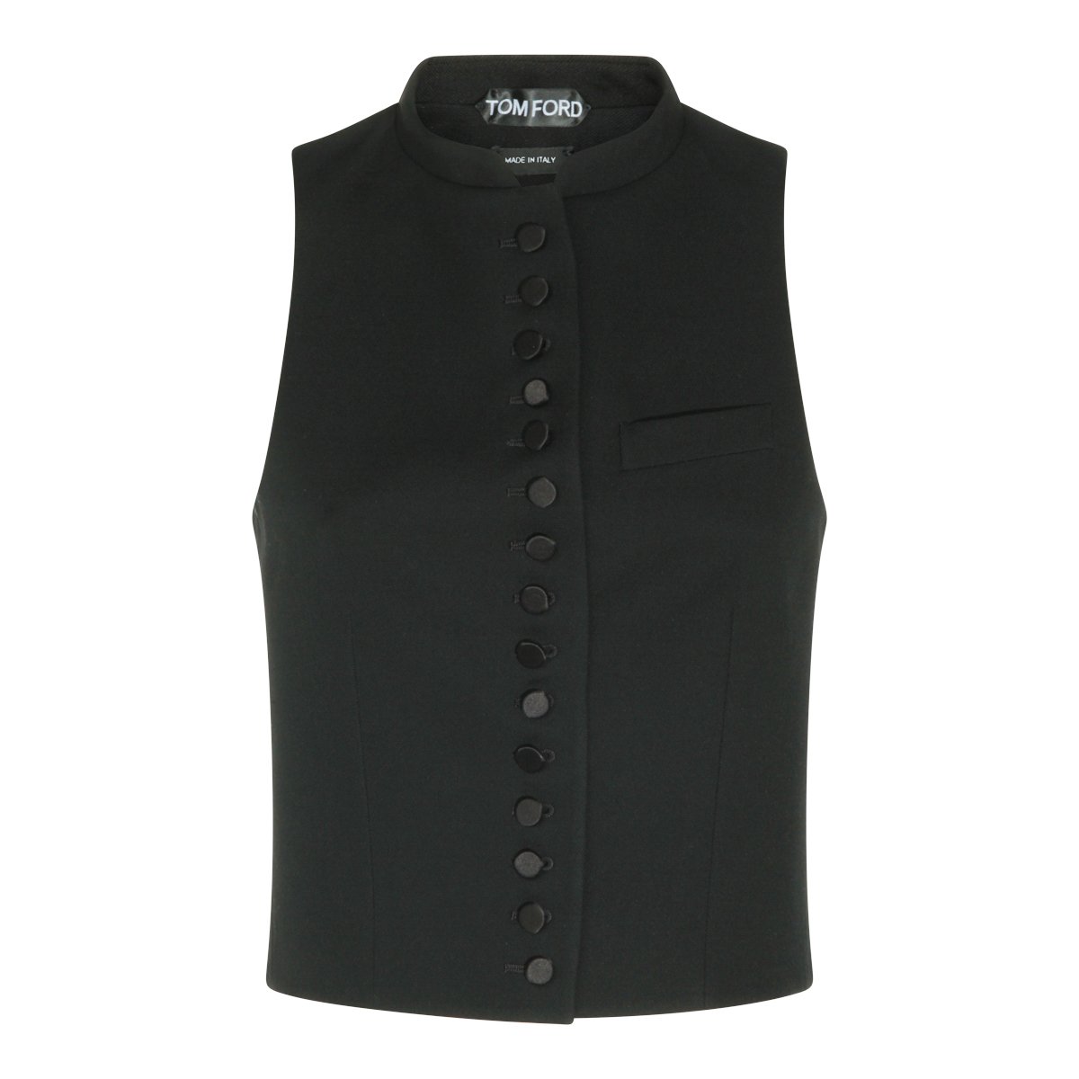 Tom Ford Black Wool Round Collar Top Zwart