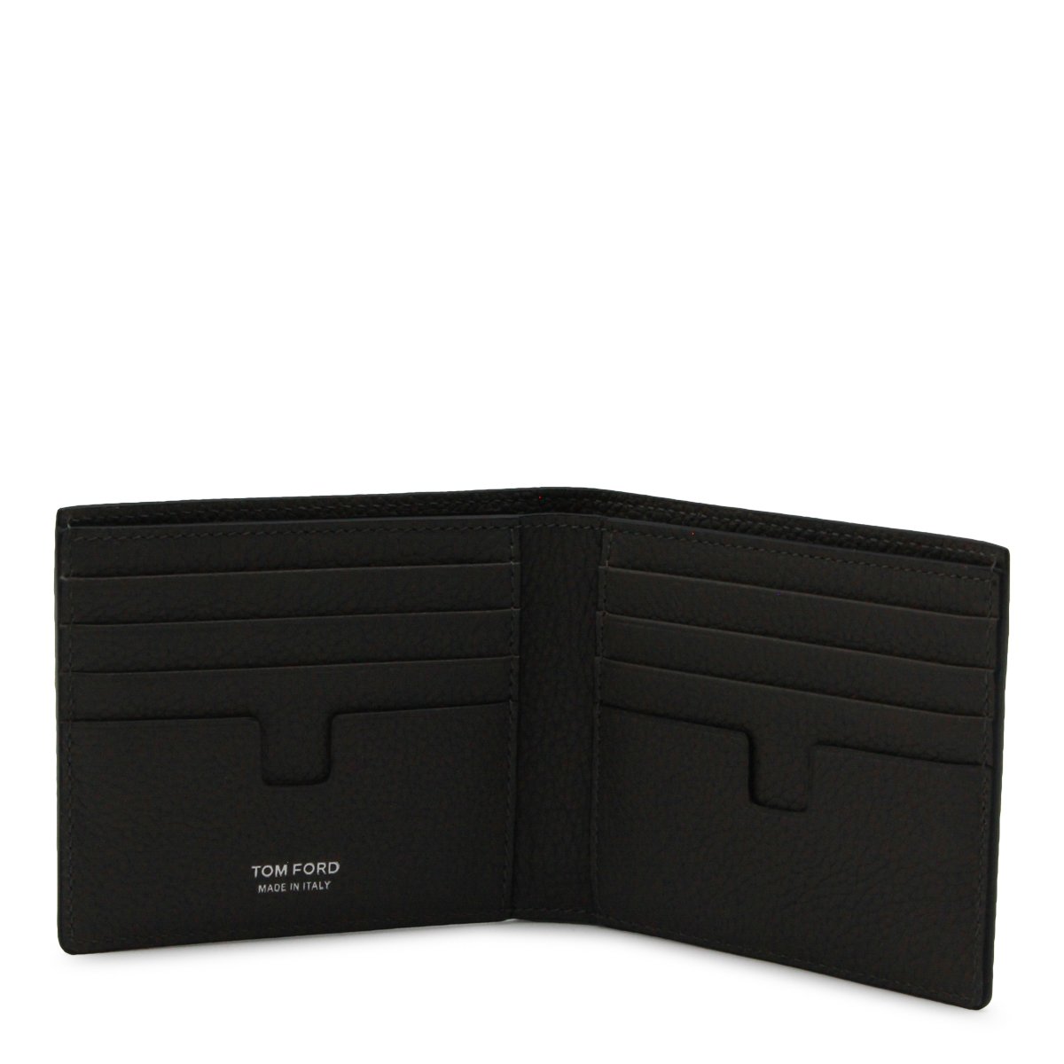 Tom Ford Textured Leather Wallet with Compartment and Logo Grijs