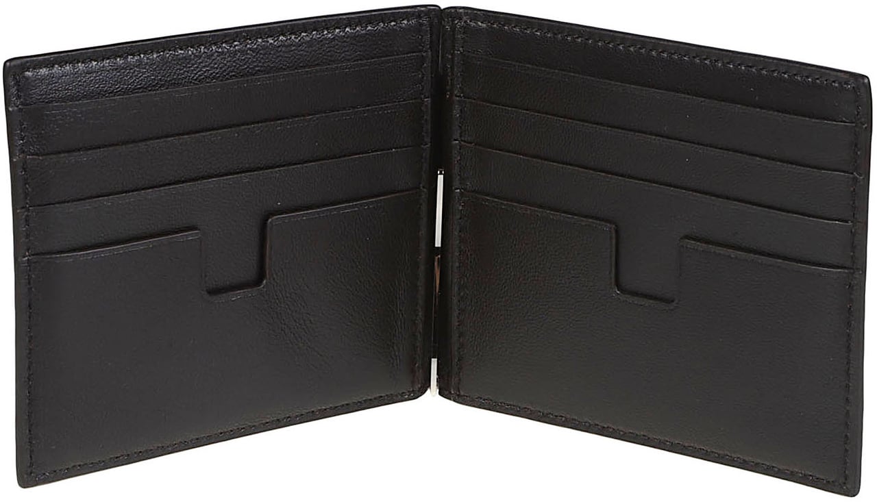 Tom Ford Shiny Printed Croc T Line Money Clip Wallet Brown Bruin