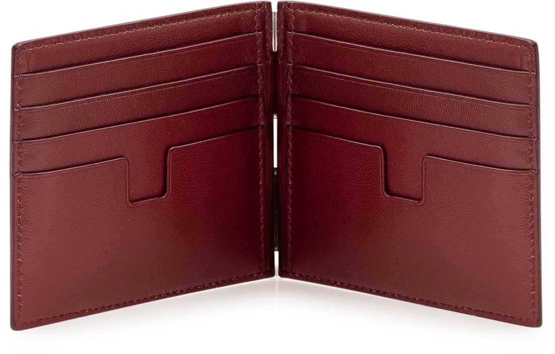 Tom Ford Portacarte con Clip Fermasoldi Maroon