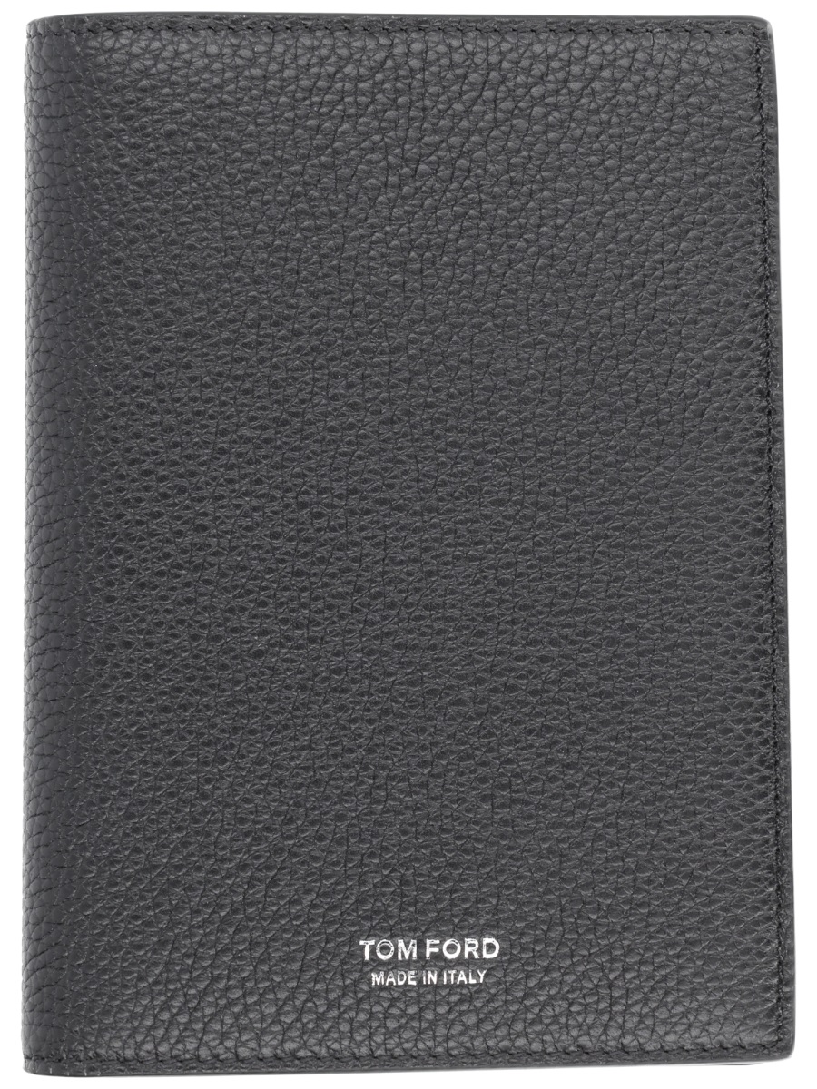 Tom Ford Pebbled Texture Bi-Fold Leather Wallet Grijs