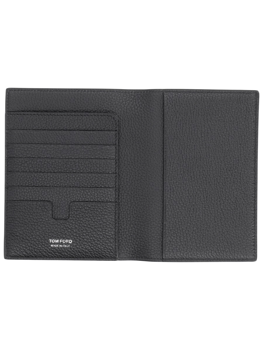 Tom Ford Pebbled Texture Bi-Fold Leather Wallet Grijs