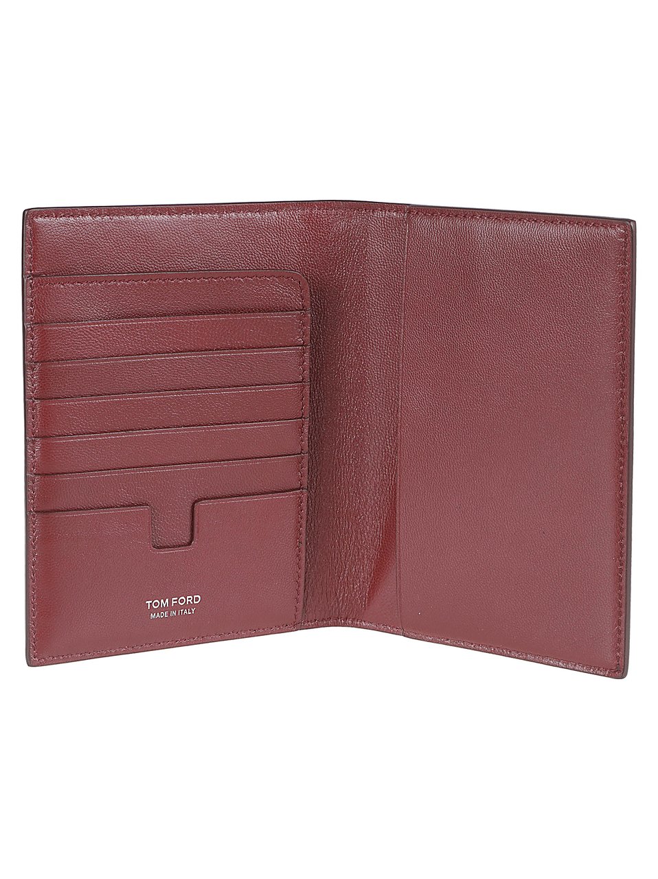 Tom Ford Textured Calf Leather Bi-Fold Wallet with Crocodile Pattern Maroon