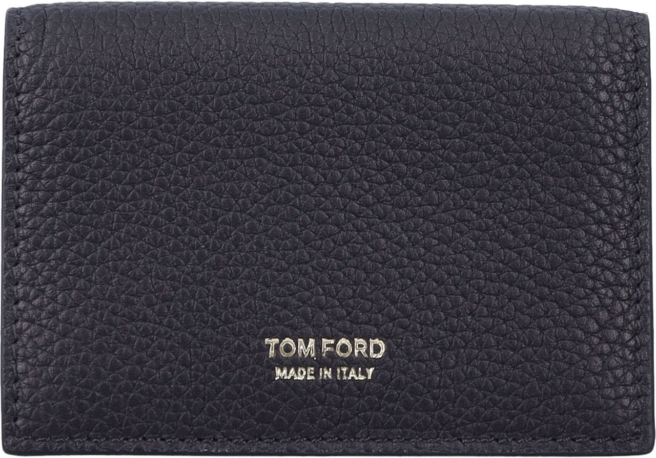 Tom Ford Soft Grain Leather T Line Business Card Nero Zwart