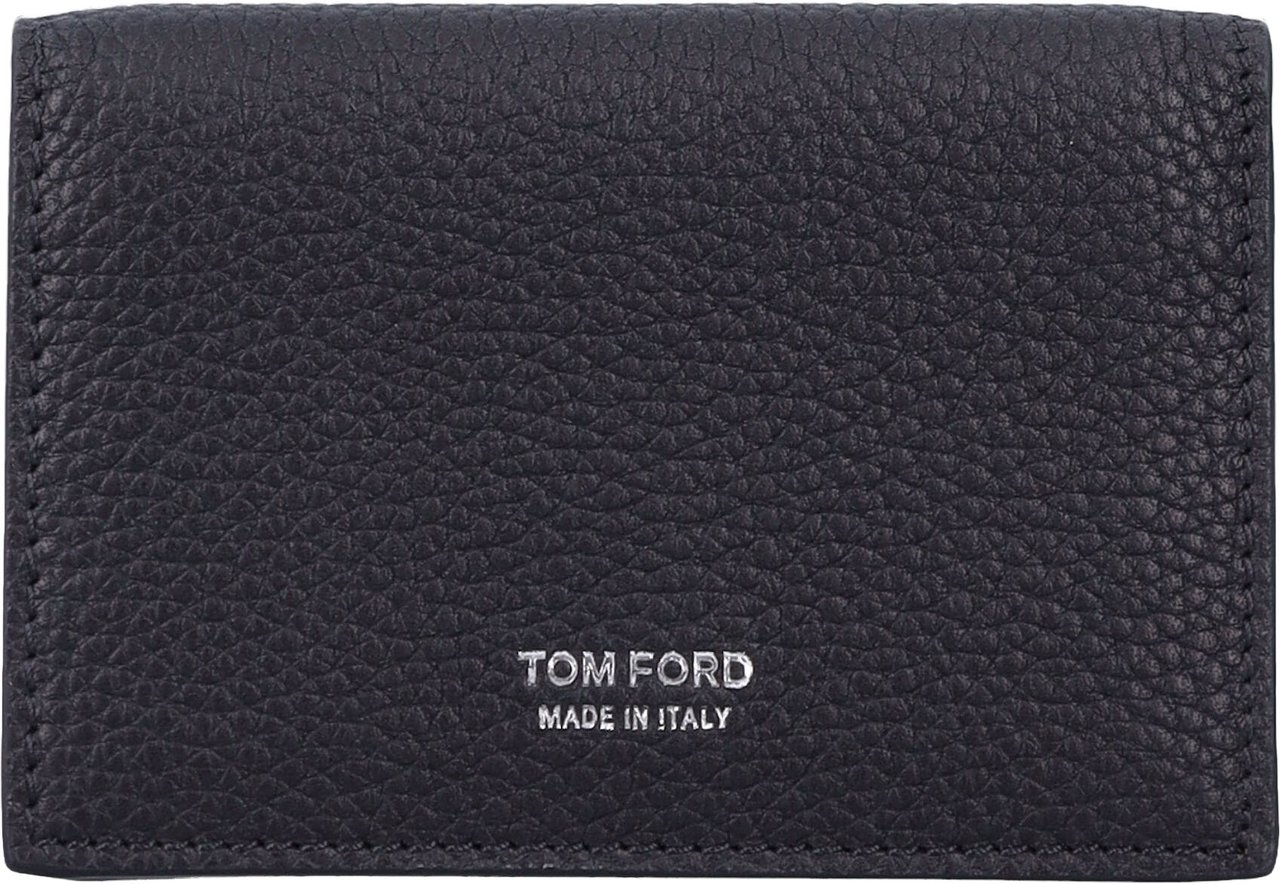Tom Ford Soft Grain Leather T Line Business Card Nero Zwart
