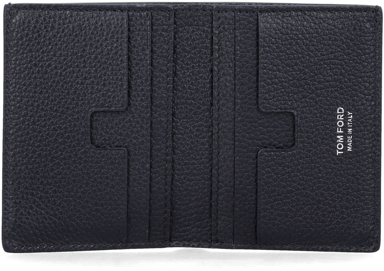 Tom Ford Soft Grain Leather T Line Folding Card H Nero Zwart