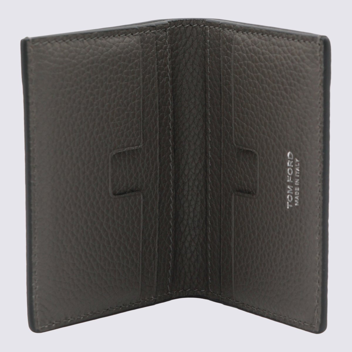 Tom Ford Textured Bi-Fold Wallet With Subtle Embossed Logo Grijs