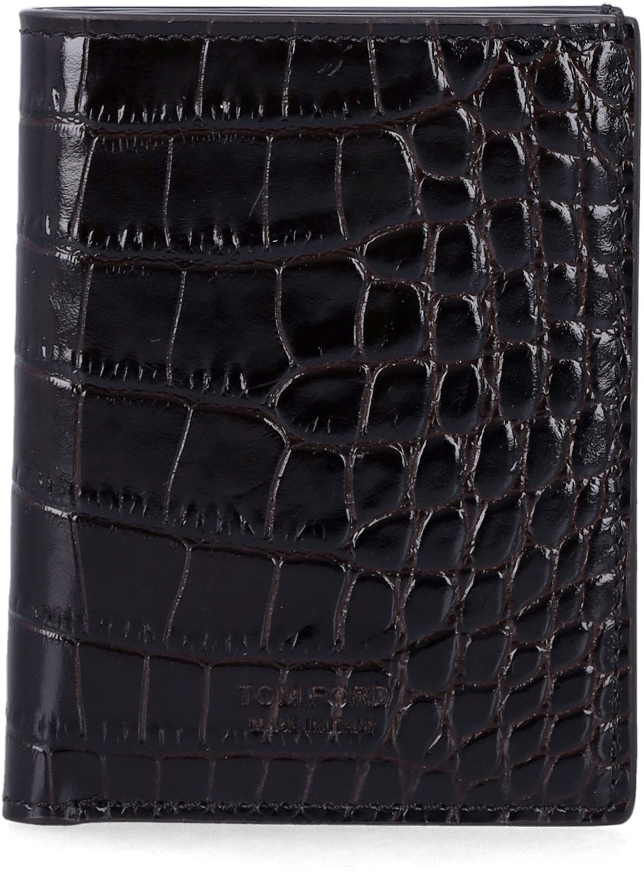 Tom Ford Tom Ford Croc leather cardholder Bruin