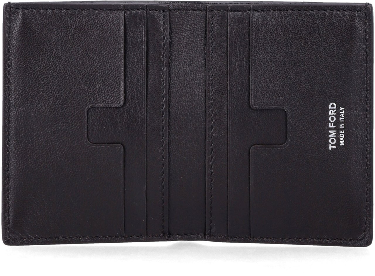 Tom Ford Folding Card Holder Nubuk Marrone Bruin