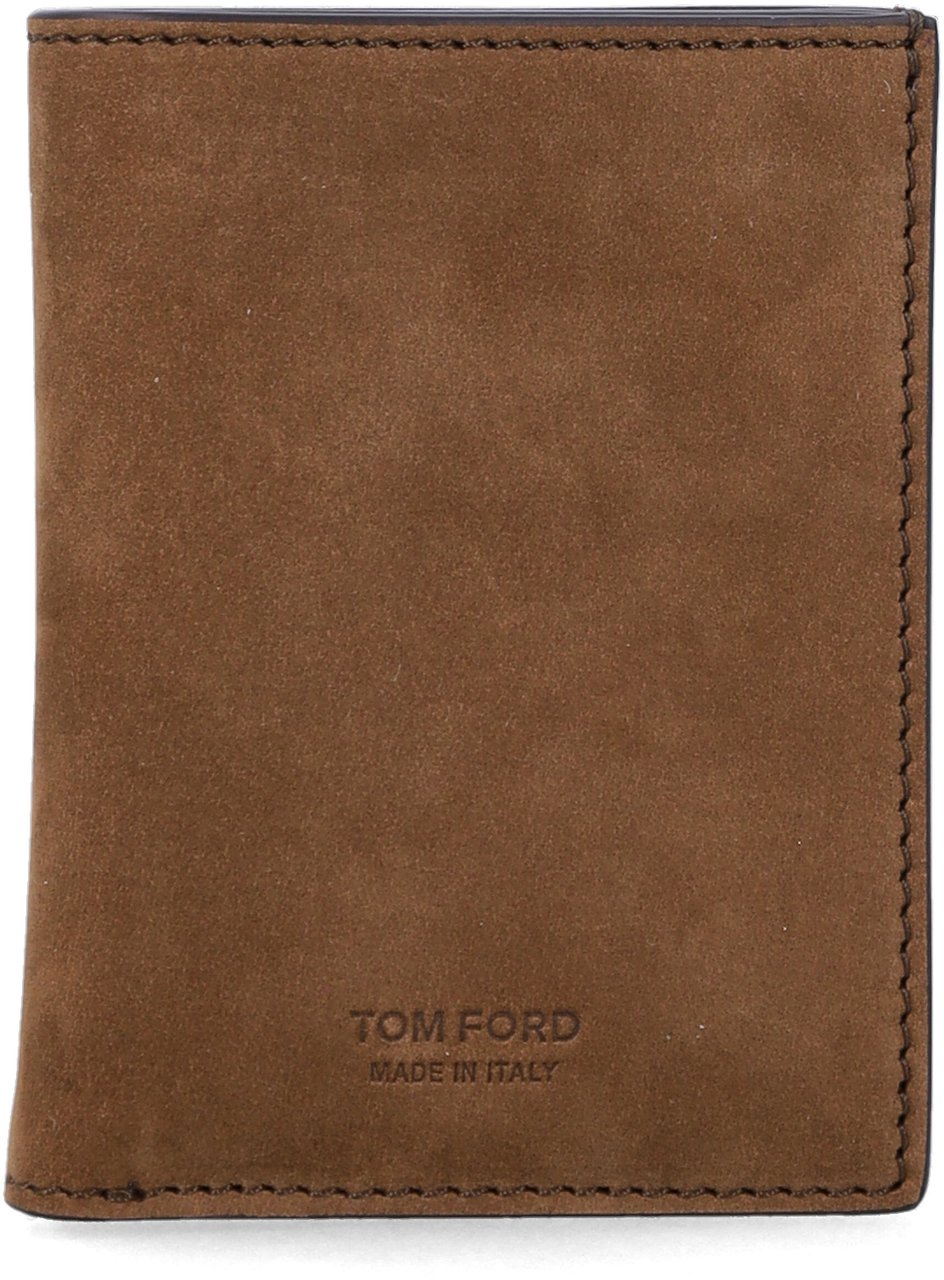 Tom Ford Folding Card Holder Nubuk Olive Brown Bruin