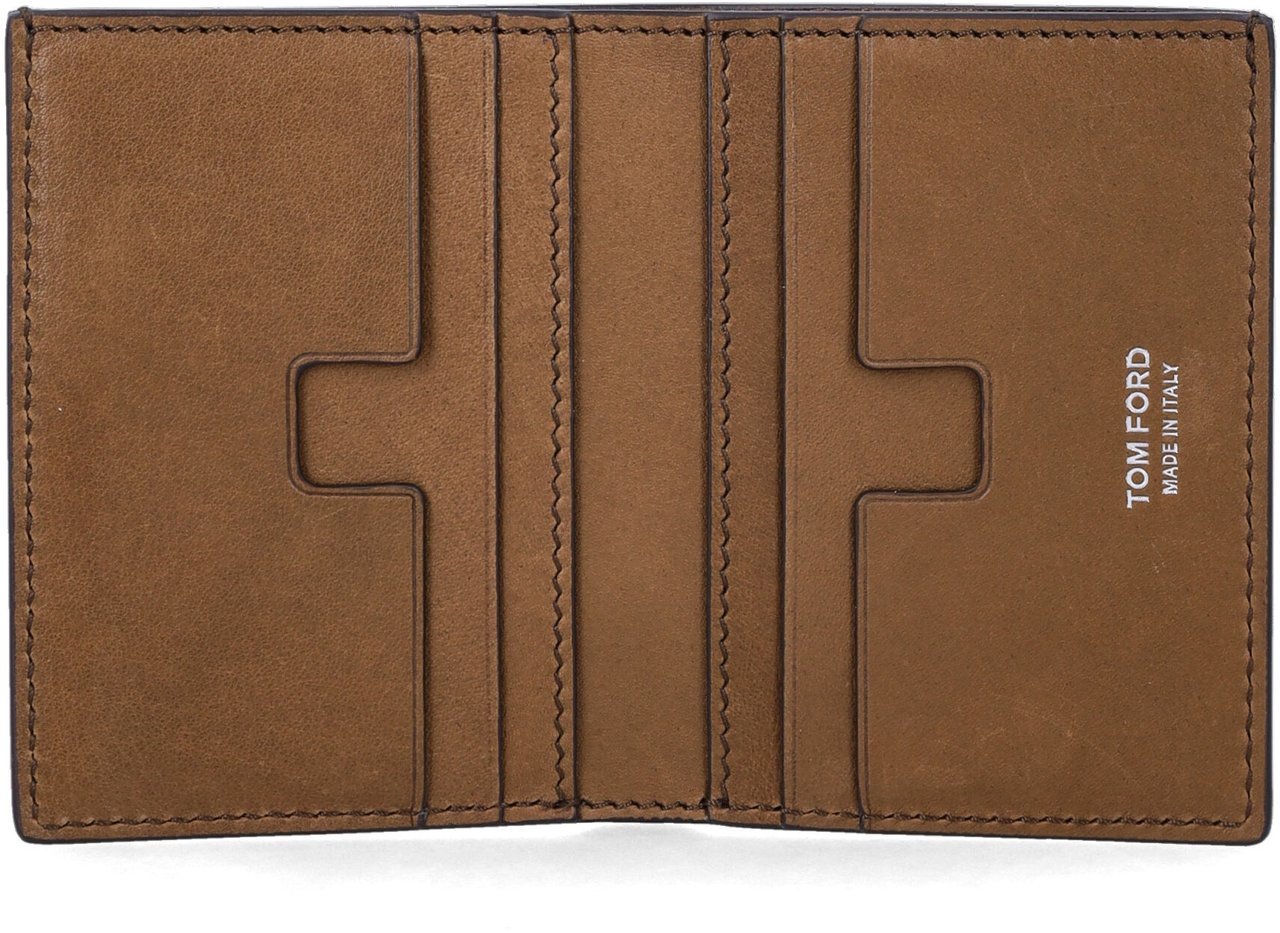 Tom Ford Folding Card Holder Nubuk Olive Brown Bruin