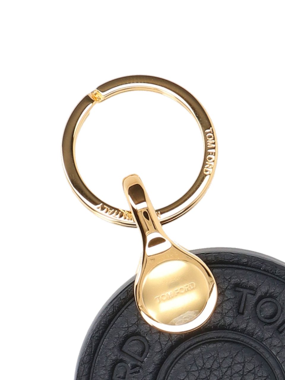 Tom Ford Leather Key Ring, Black Zwart
