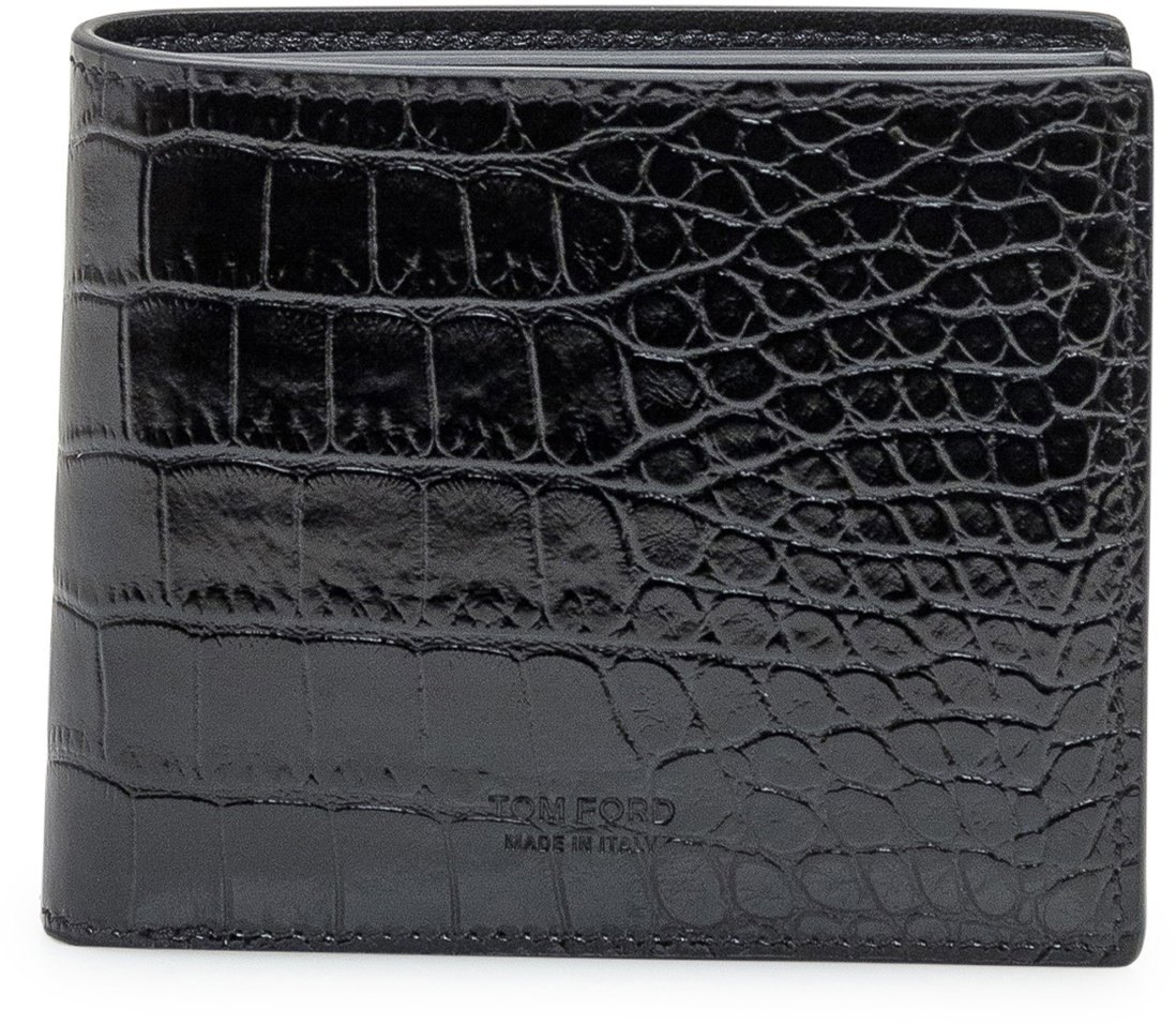 Tom Ford Tom Ford Portafoglio in Pelle con Effetto Coccodrillo Zwart